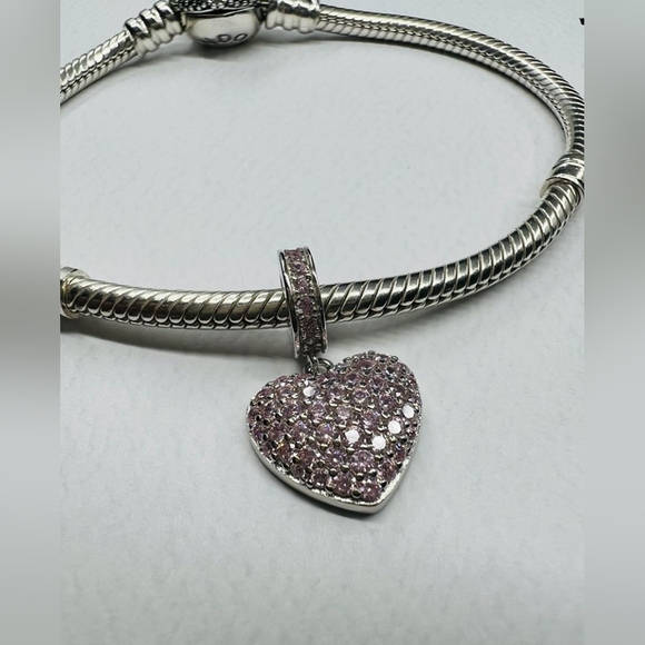 Sterling Silver 925 Charm for Bracelet Pink Heart 💓 - Picture 3 of 4